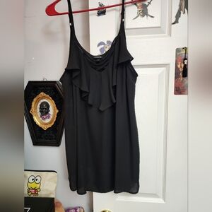 Black Layered Chiffon Tank Top